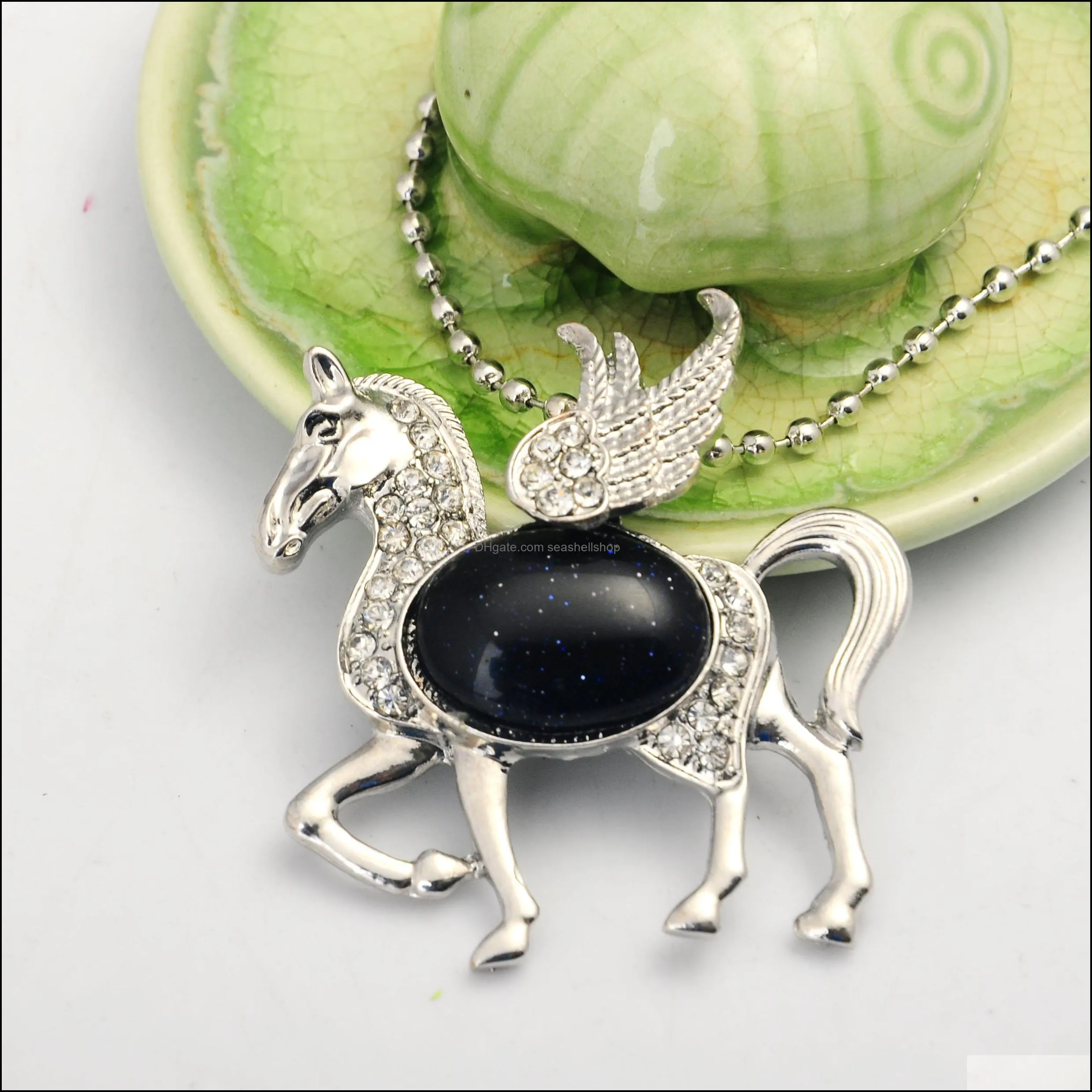 diamond studded winged horse pendant necklace sterling silver dinty jewelry gifts for mom women teen girls