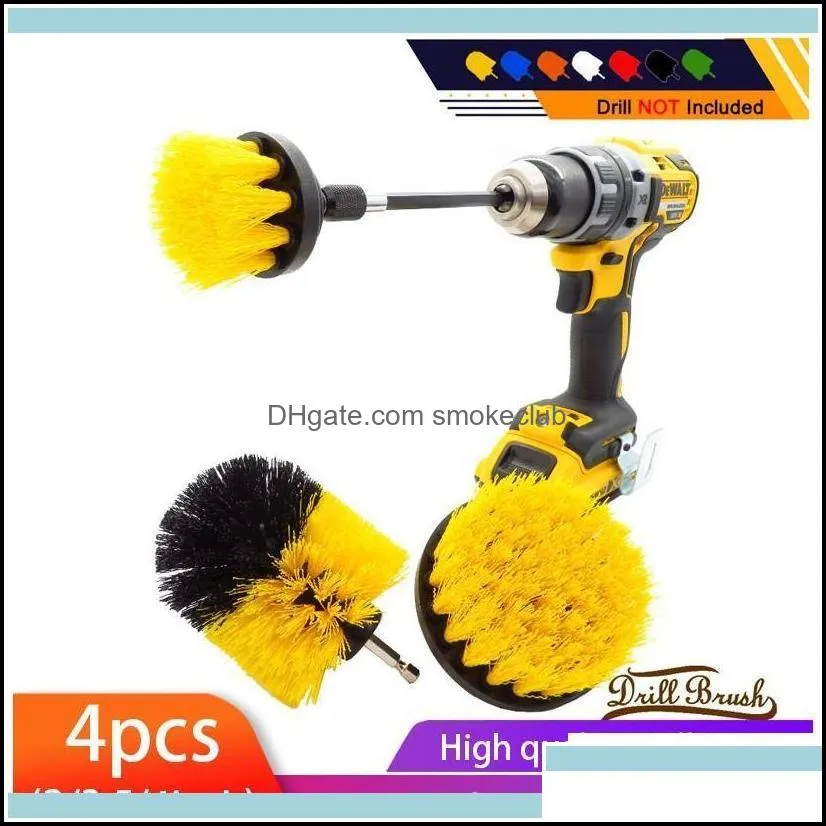 Cleaning Brushes Household Tools Housekee & Organization Home Garden 4Pcs/Set Power Scrubber Drill Brush Kit Electric With Extension For