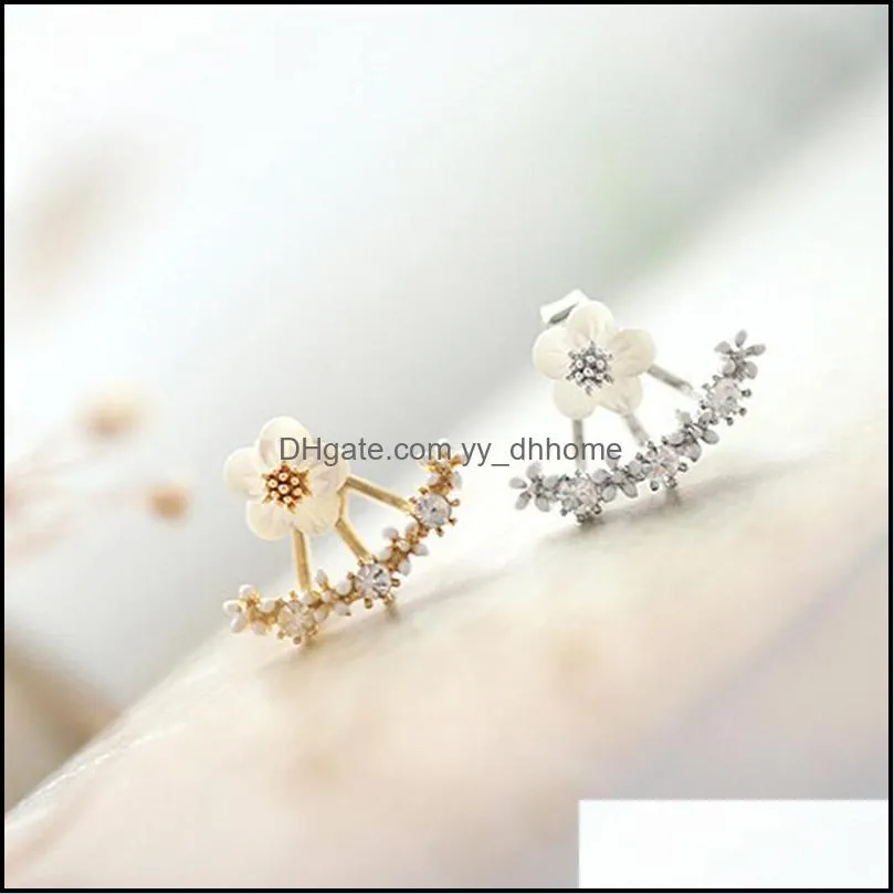 Korean Cute Crystal Daisy Flower Personality Ear Stud Earrings Charm Jewelry For Women Statement Ear Jewelry Wholesale