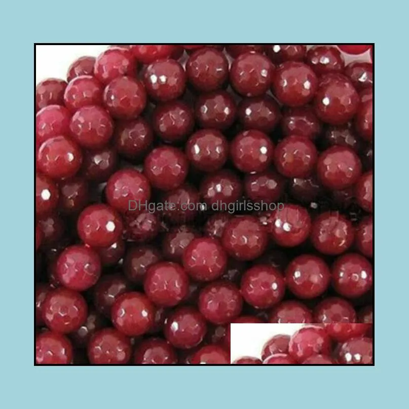 Natural 6/8/10mm Faceted Brazil Red Ruby Round Gemstone Loose Beads 15`` AAA