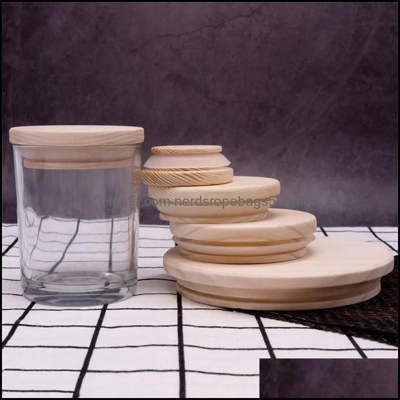 Wooden Mason Jar Lids 8 Sizes Environmental Reusable Wood Bottle Caps With Silicone Ring Glass Bottle Sealing Cover Dust Cover 277 N2