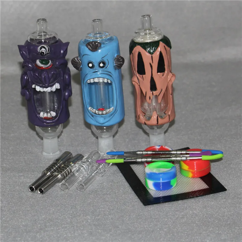 6 Styles Hookahs Nectar Kit with Titanium Tip 14mm Inverted Nail glass oil pipes Concentrate Dab Straw Nectar Water Pipe