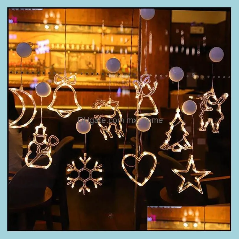 christmas decoration santa claus snowflake xmas tree suction led light christmas party home window garland hanging lamp ornament