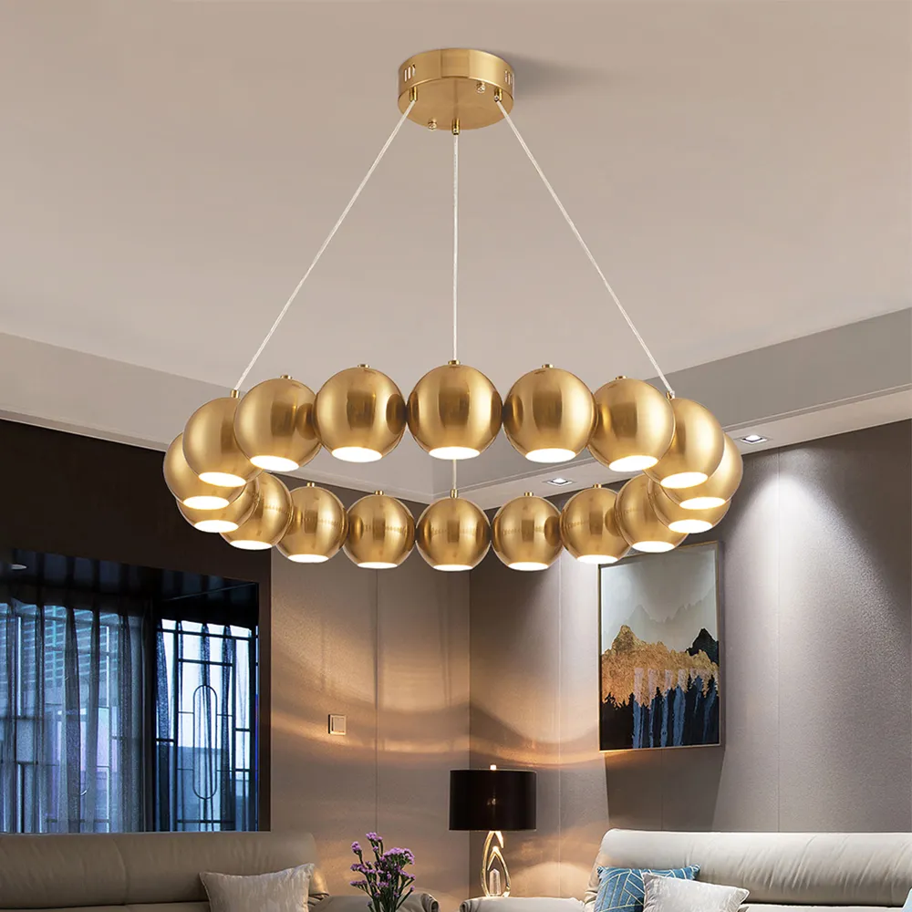 Modern design round ball pendant lamps led chandelier for dining living room kitchen gold/chrome hanging lamp