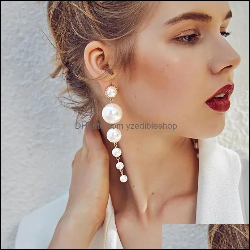 Stud Earrings Jewelry Ins Trendy Pearls Gold Earring For Women Girls European Mode Six Pearl Dangle Drop Delivery 2021 UNFW7