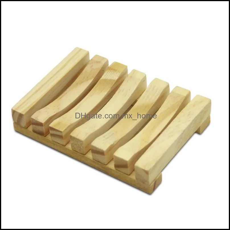 Natural Wooden Soap Dish Draining Shower Bathroom Grille Sponge Soaps Holder Container Storage Tray Box Daily Convenient Drain Anti-slip Household