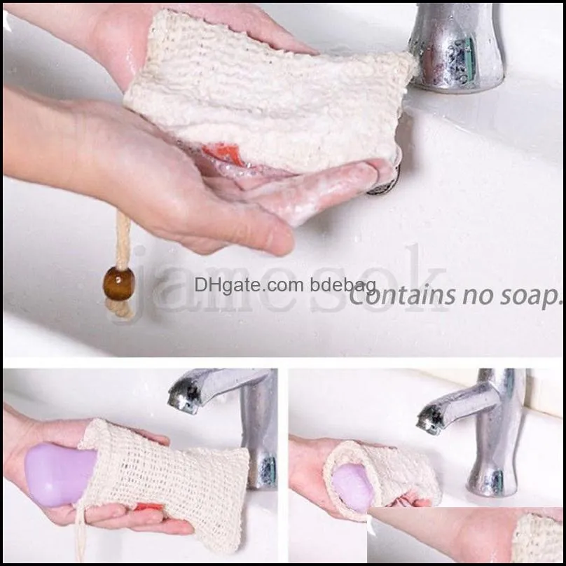 Neatening Mesh Soap Saver Pouches Holder For Shower Bath Foaming Natural Bath Bag Sisal Shower Soap Bag dc632