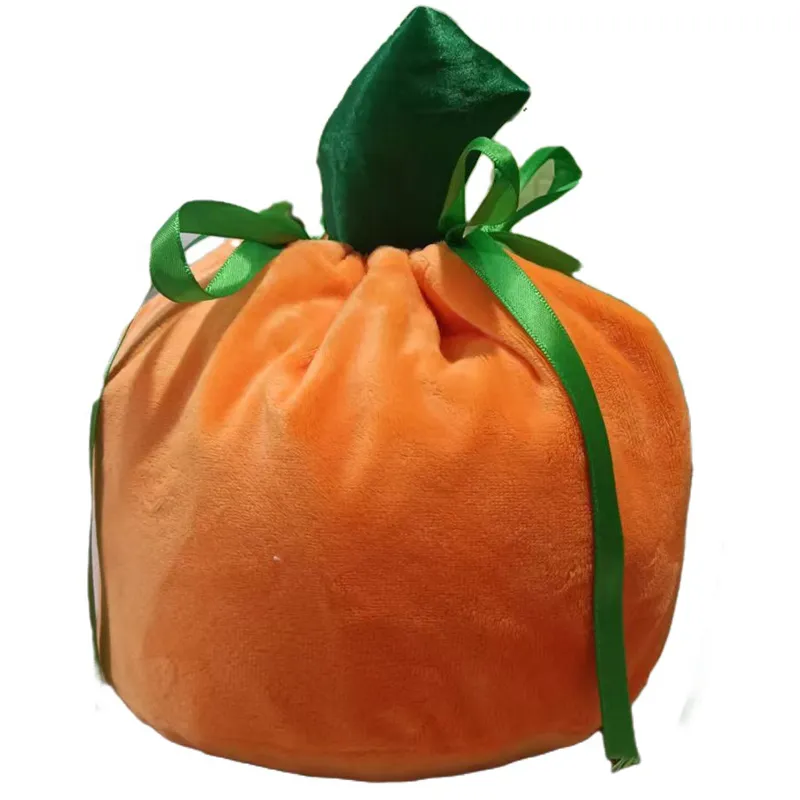 20pcs أشياء الأكياس Halloween Lint Pumpkin Holiday Party Candy Candy Back بدون مقبض
