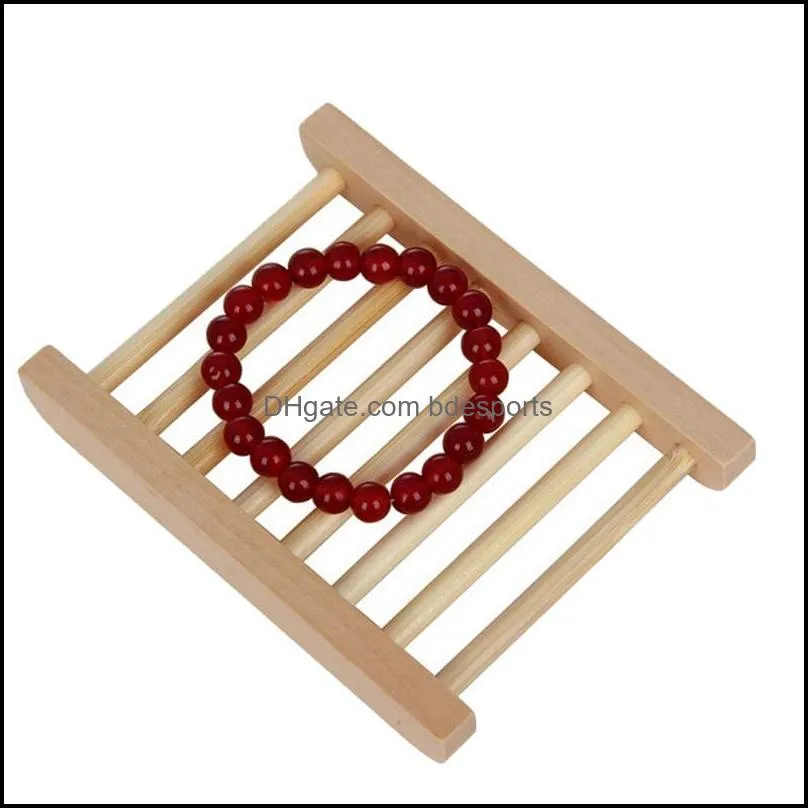 Wooden Soap Dishes Natural Wooden Soap Tray Holder Bath Soap Hollow Rack Plate Container Shower Bathroom Accessories