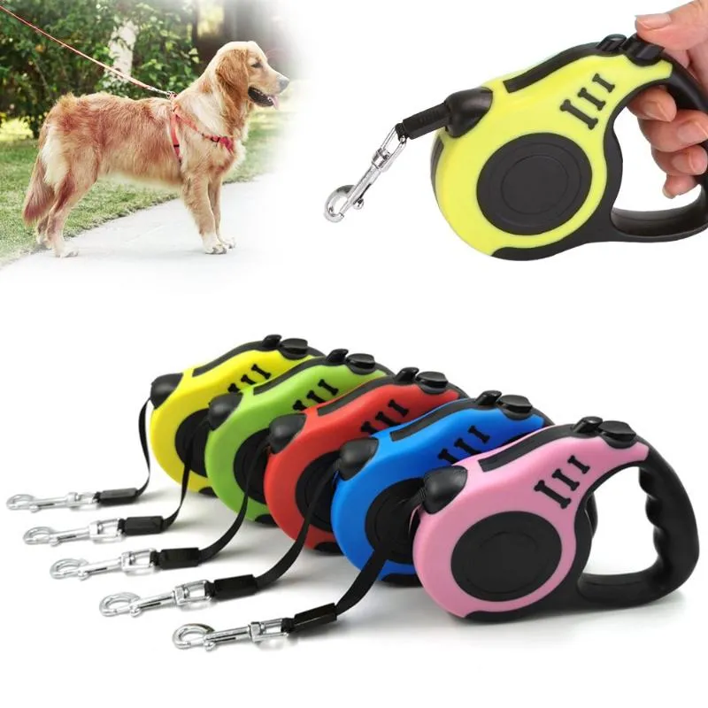 Dog Collars & Leashes 3m 5m Durable Leash Automatic Retractable Nylon Cat Lead Extension Puppy Walking Running Roulette For Dogs Supplies