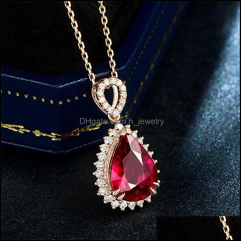 ruby sapphire pendant necklace elegant romantic created tourmaline gemstone necklace for women wedding jewelry silver necklaces hjewelry