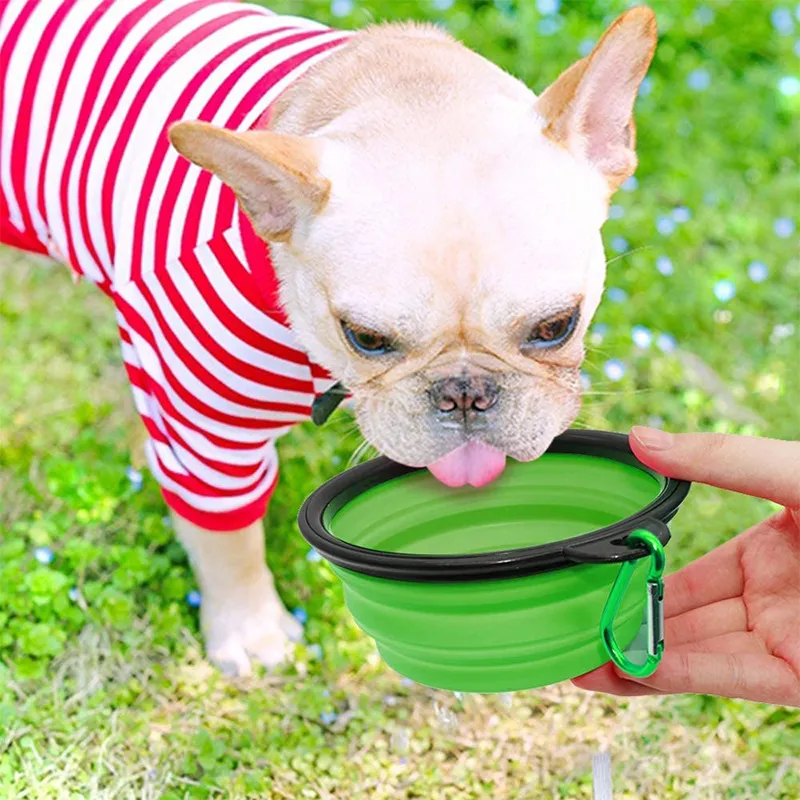 Collapsible Dog Pet Folding Silicone Bowl Feeders Outdoor Travel Portable Puppy Food Container Feeder Dish Bowl