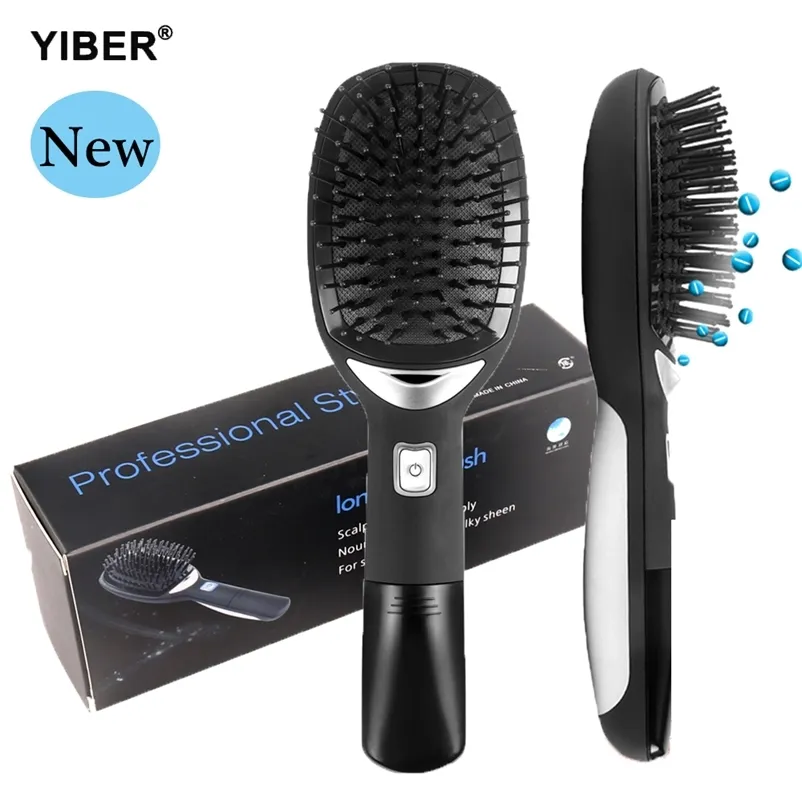 Ionische Haarborstel Draagbare Elektrische Ionische Haar Kam Anti-statische Anti Frizz Negatieve Ionen Hoofdhuid Massage Kam Haar Styling tool 220606