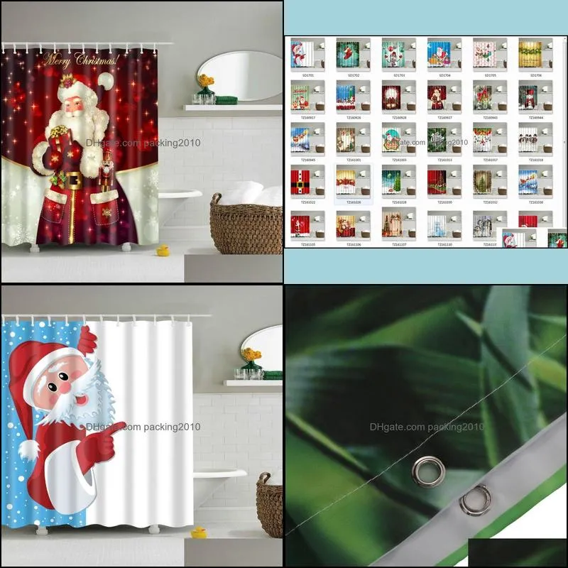 2017 Christmas Version Multi-styles 3D HD Digital Printed Shower Curtains Waterproof Moisture-proof Bathroom Curtains Case