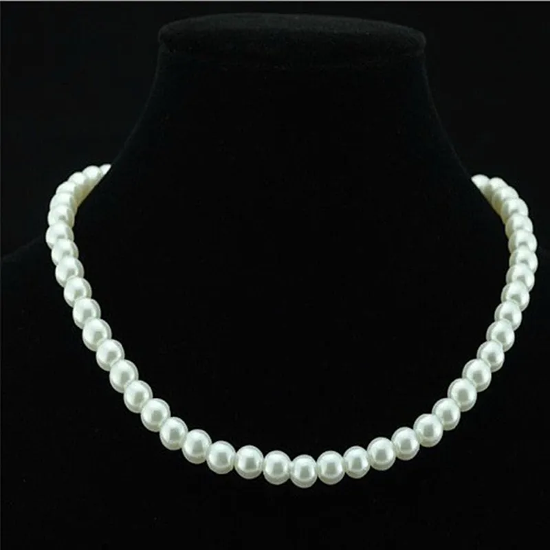 Classica ed elegante collana di perle bianche da 7,5 mm di diametro per donna, uomo, ragazza, adolescente, collane per banchetti nuziali