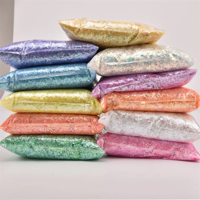 Onregelmatige Shell Papier Pailletten DIY Nail Flakies Kleurrijke Pailetten Glitter Nail Art Pailletten voor 3D Nail Art Decoratie 500gPack 220525