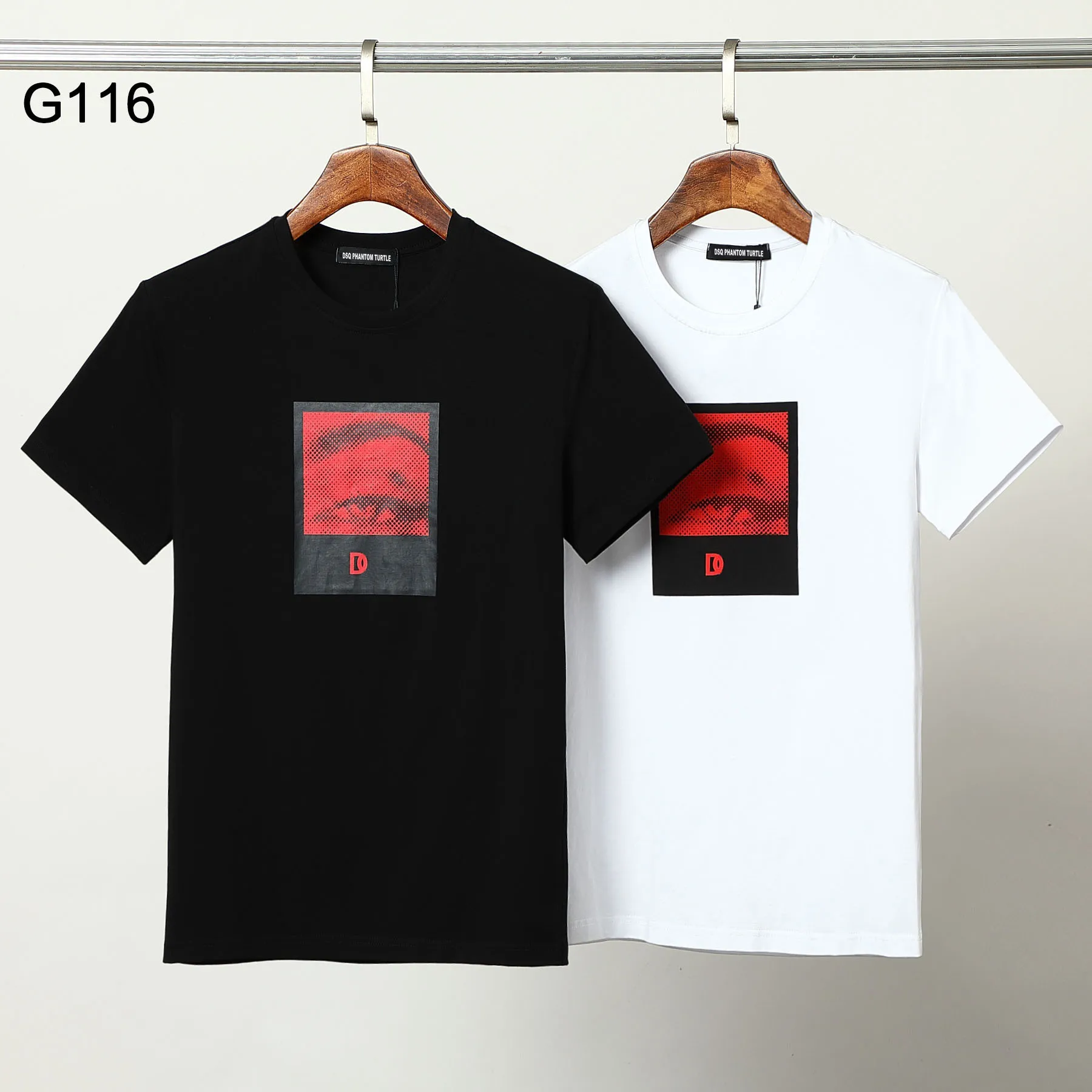 DSQファントムタートルメンズデザイナーTシャツイタリアのミラノファッションロゴプリントTシャツ夏の黒い白いTシャツヒップホップストリートウェア10260Z