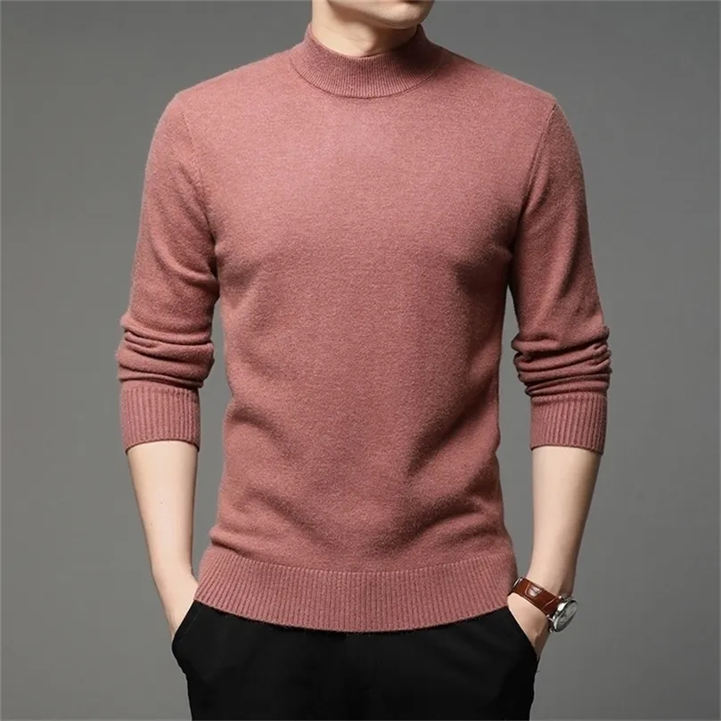 가을과 겨울 남성 터틀넥 풀오버 스웨터 패션 단색 두껍고 따뜻한 바닥 셔츠 남성 브랜드 옷 201221