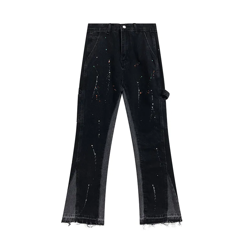 Herenmode uitlopende broek High Street Jeans Vintage gewassen noodlijdende broek