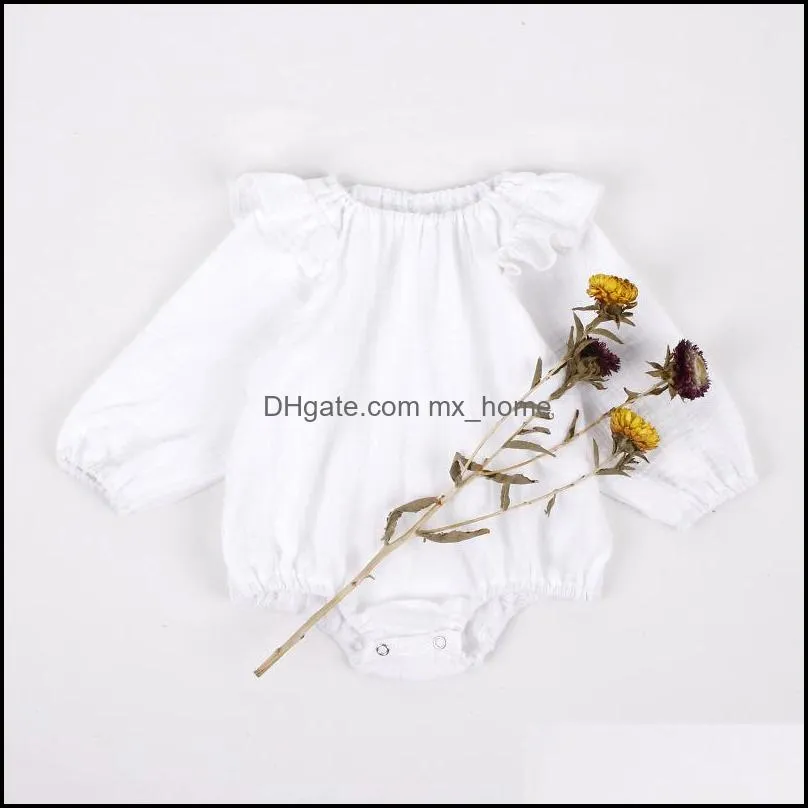 kids rompers girls ruffle flying sleeve romper infant toddler solid color jumpsuits summer fashion baby climbing clothes z6522