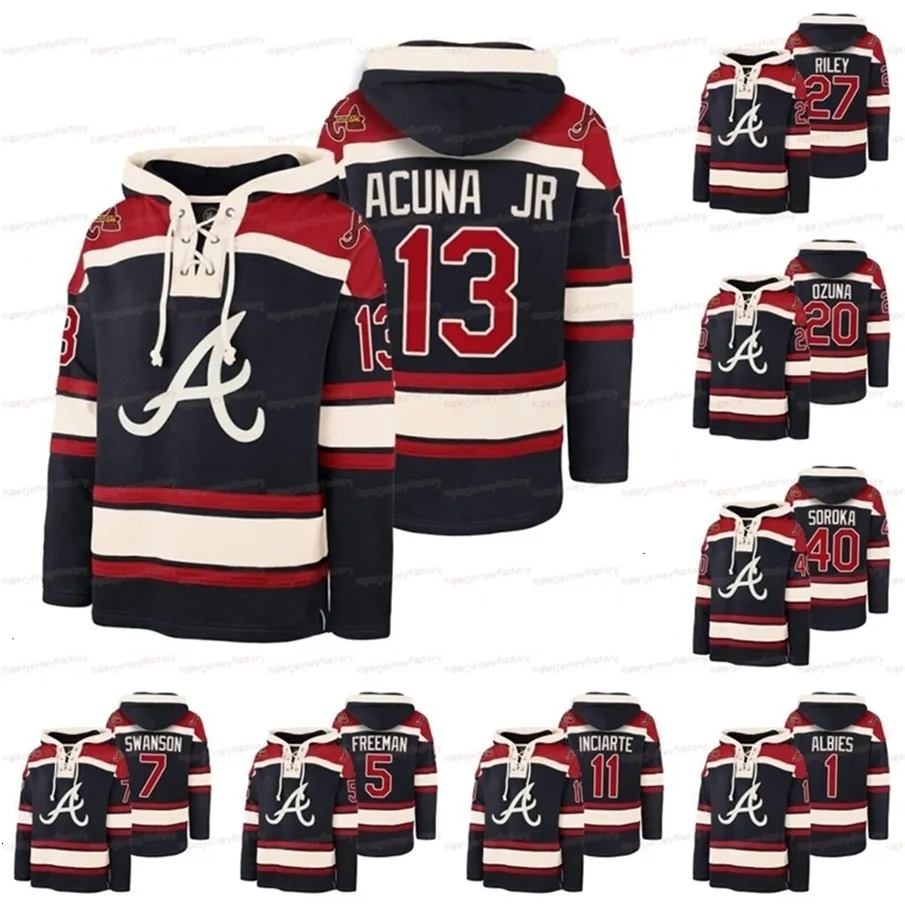 VIPCEOA3740 13 Ronald Acuna Jr. Legacy Vintage Hockey Lauer Hoodie Freddie Freeman Marcell Ozuna Dansby Swanson Ozzie Albies Austin Riley Mike Soroka