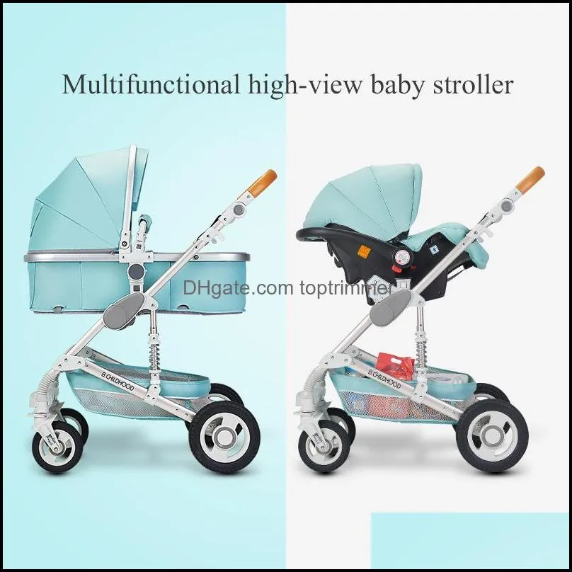 Strollers# Luxury Baby Stroller High Landview 3 In 1 Portable Pushchair Pram Comfort For Born