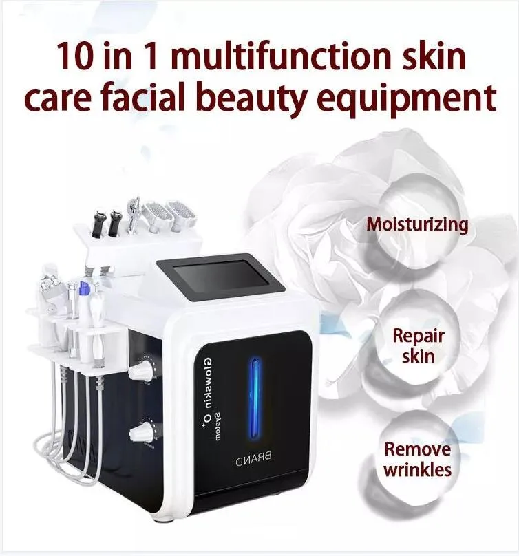 10 su 1 Dermabrasione dell'acqua Acne Remover RF Multifunzionale Macchina per la cura del viso per la pulizia profonda Mano di ringiovanimento