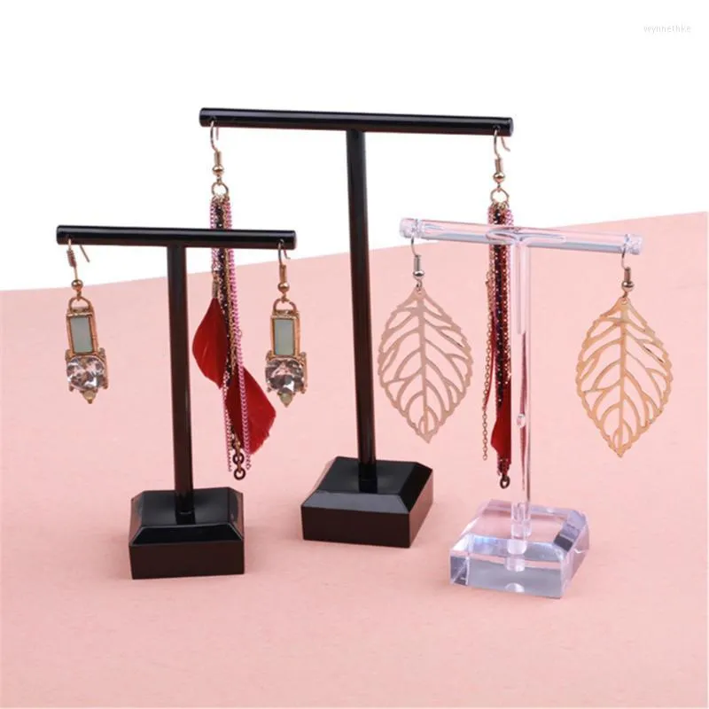 Smycken påsar väskor 2 st/set stativ hängare t-bar hållare display prydnad örhänge örhängen svart klar wynn22