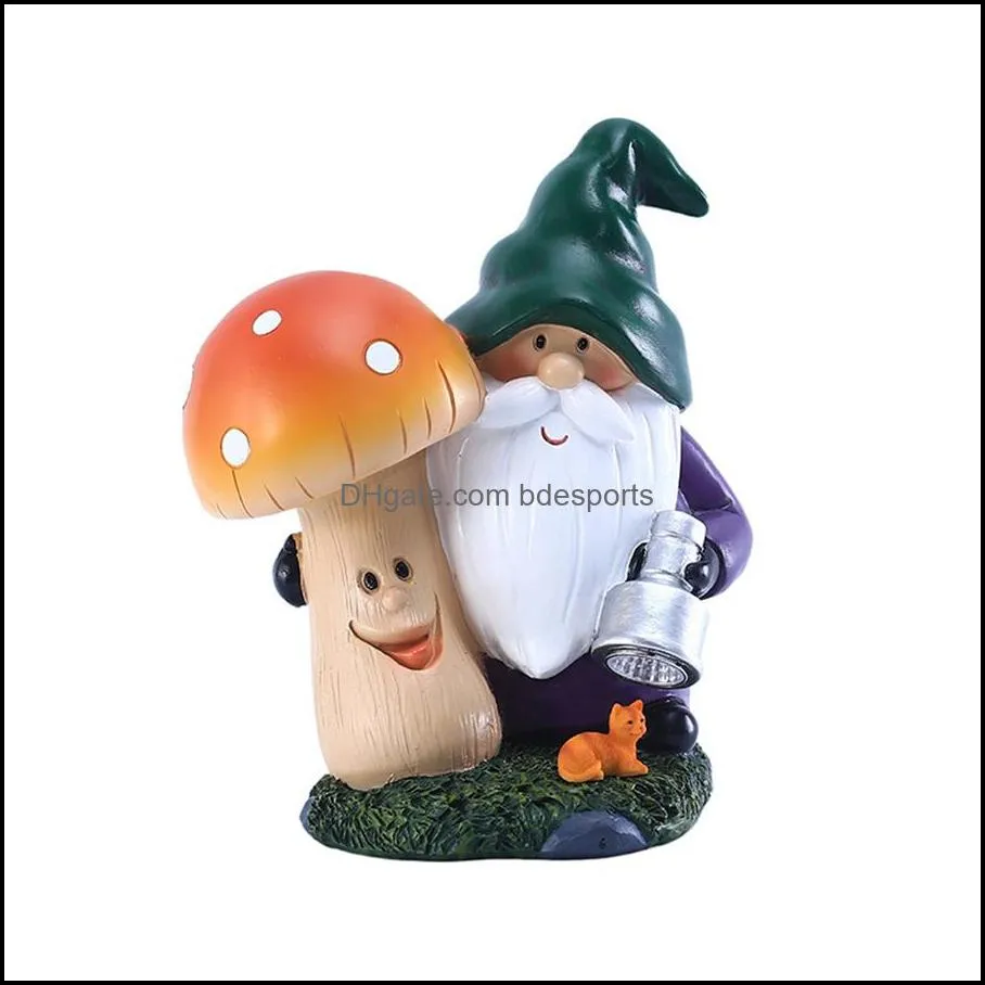 Party Favor Solar lamp garden mushroom dwarf ornament outdoor decoration birthday gift resin crafts