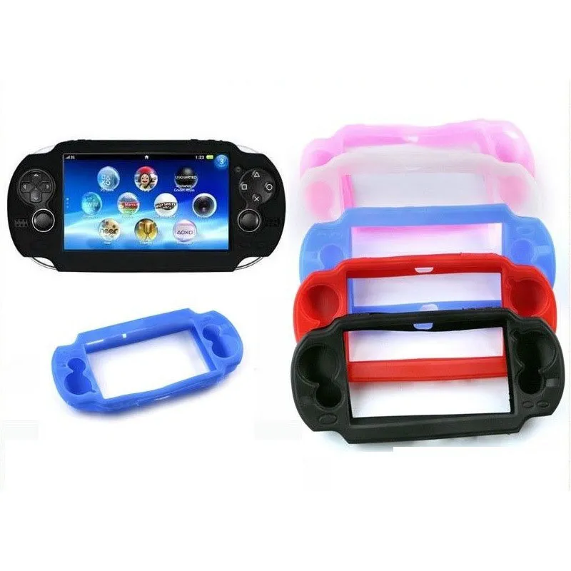 Gummi mjukt skyddande silikonfodral för Sony PSV1000 PS VITA PSV 1000 Skin Cover Protection TPU Case FedEx DHL UPS Free Ship