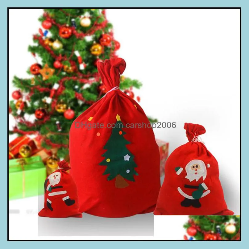 クリスマスデコレーションフェスティブパーティー用品ホームガーデンレッドギフトバッグサックサンタdstring木サイズのドロップ配信2021 hwdw