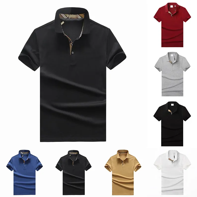 Polos Mens Summer Bur Shirts Roupas de Marca Manga de Algodão Design de Negócios Top T Shirt Casual Listrado Designer Roupas Respiráveis