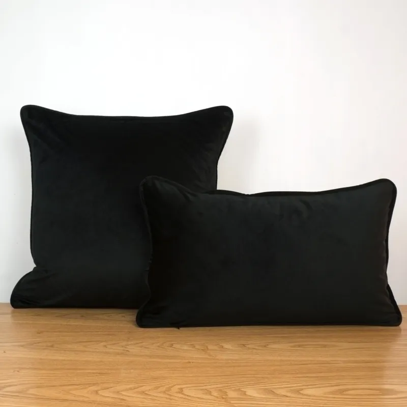 Projekt rurowy czarny aksamitne poduszka poduszka poduszka miękka rzut bez balingu bez fartuch Y200103