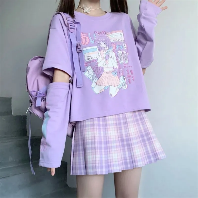 Japanese Streetwear E Girl Anime Tshirt Clothes With Arm Cover Graphic Top Harajuku Kawaii Summer Tops For Women T Shirt 220812