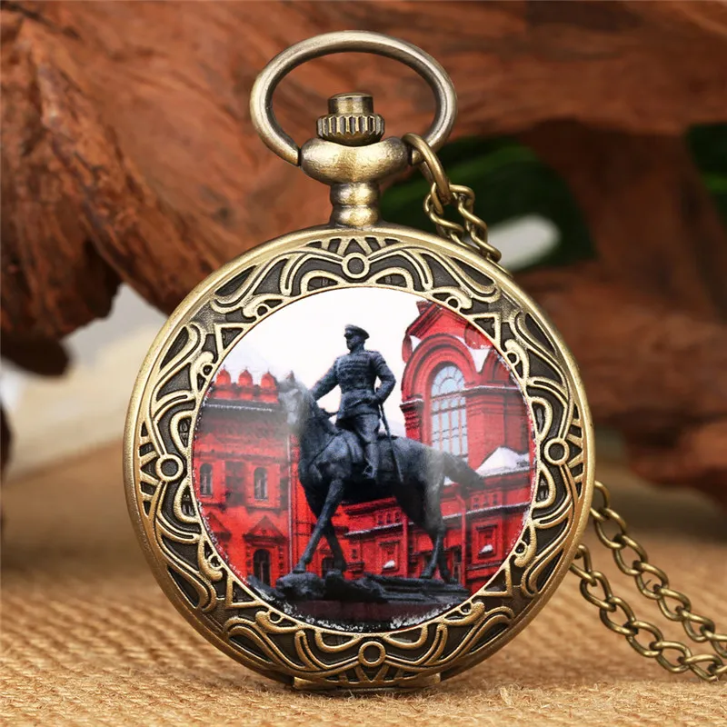 Antique Style Montre De Poche quitation Cheval Motif Chiffre