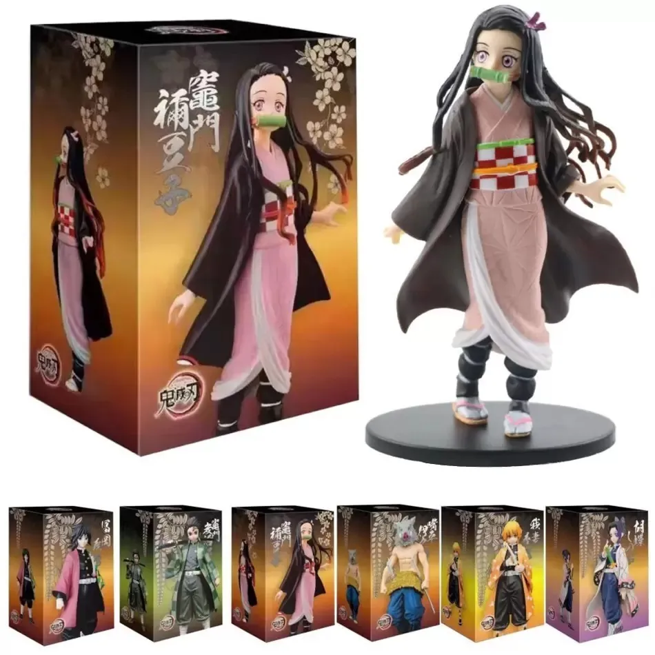 Anime 14CM Demon Slayer Kimetsu no Yaiba-figur Kamado Tanjirou Actionfigur Agatsuma Zenitsu Nezuko Warrior PVC-modellleksaker