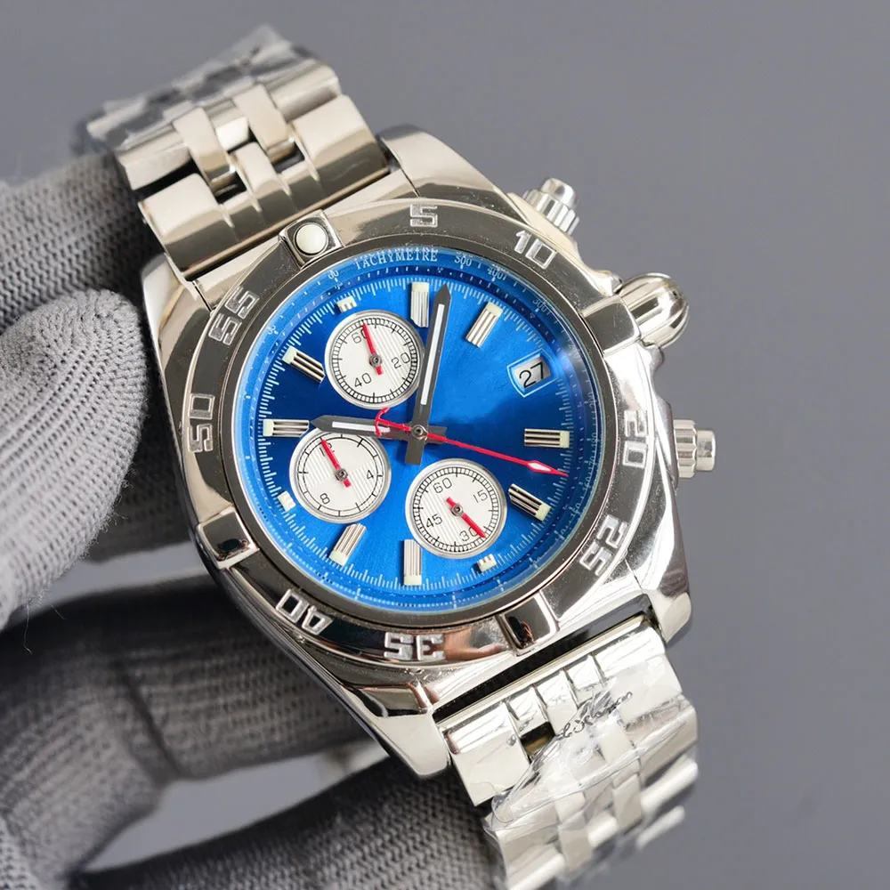 Orologio da uomo con movimento al quarzo multifunzionale, orologi da polso classici business in zaffiro da 43 mm Montre De Luxe
