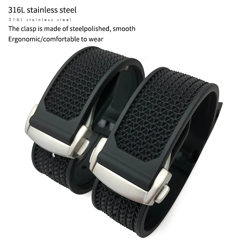 DHgate.com:Premium Rubber Watch Band - 20mm 21mm 22mm