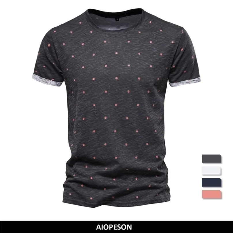 AIOPESON Dot Printed Short Sleeved T Shirt for Men 100% Cotton O-neck Casual Men's T-shirts Summer Mens Tops Clothing 220509