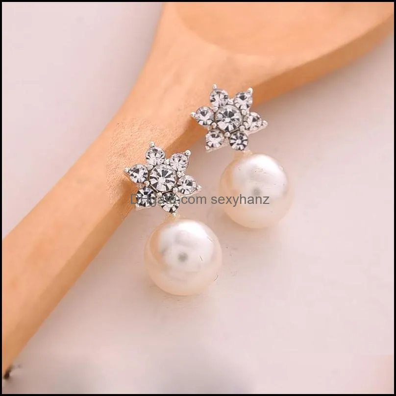 pretty pearls stud earrings wholesale channel stud crystal earring wedding jewelry women statement channel earrings