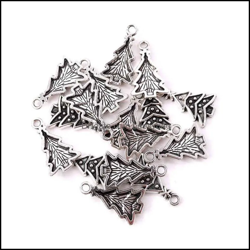 100pc/lot antique sliver charms 13x17 17x21 & 13x23mm rose and christmas tree shape alloy fashion jewelry made diy