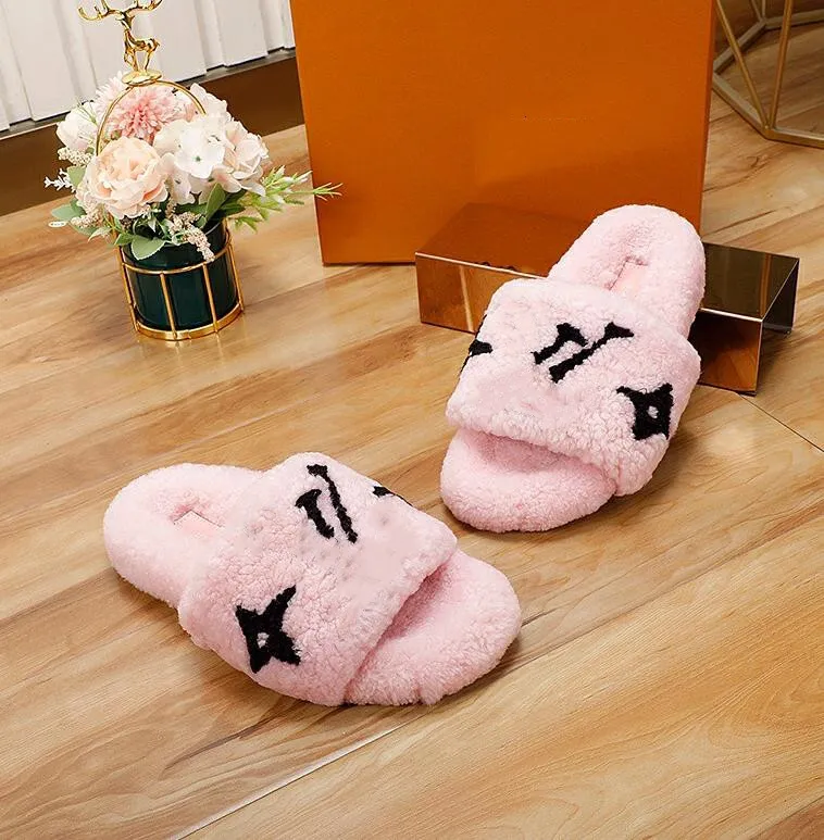 Women Men Summer Slippers sandals bench shoes Stylish casual flat Lamb hair letter printing Versatile soft sole leisure comfortable non slip sandals G80709