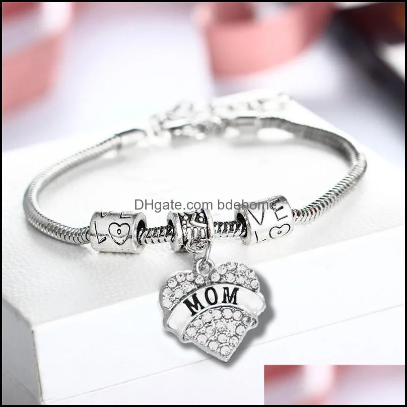 45 types diamond love heart bracelet mom aunt daughter grandma believe hopecrystal bracelet y5505