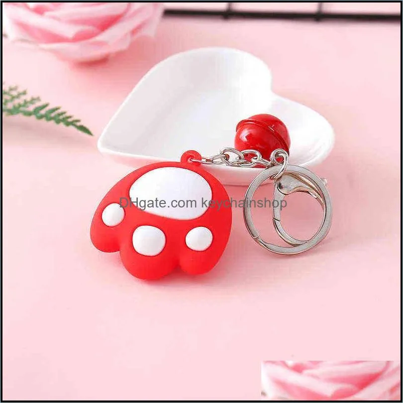 cute cat claw keychain popular for women kids keychain soft rubber bell car pendant key ring pendant fashion gifts 2022