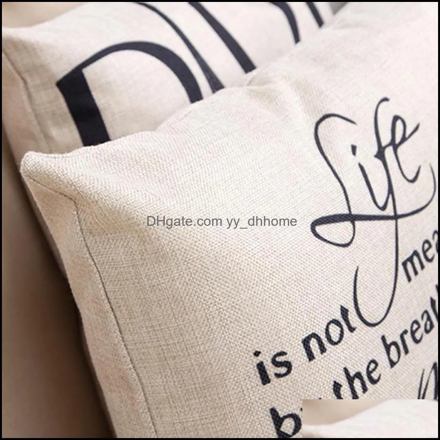 english letter home linen sofa pillowcase single-sided printing 45x45cm customizable sofa bedroom decorative pillow case dh0570 t03