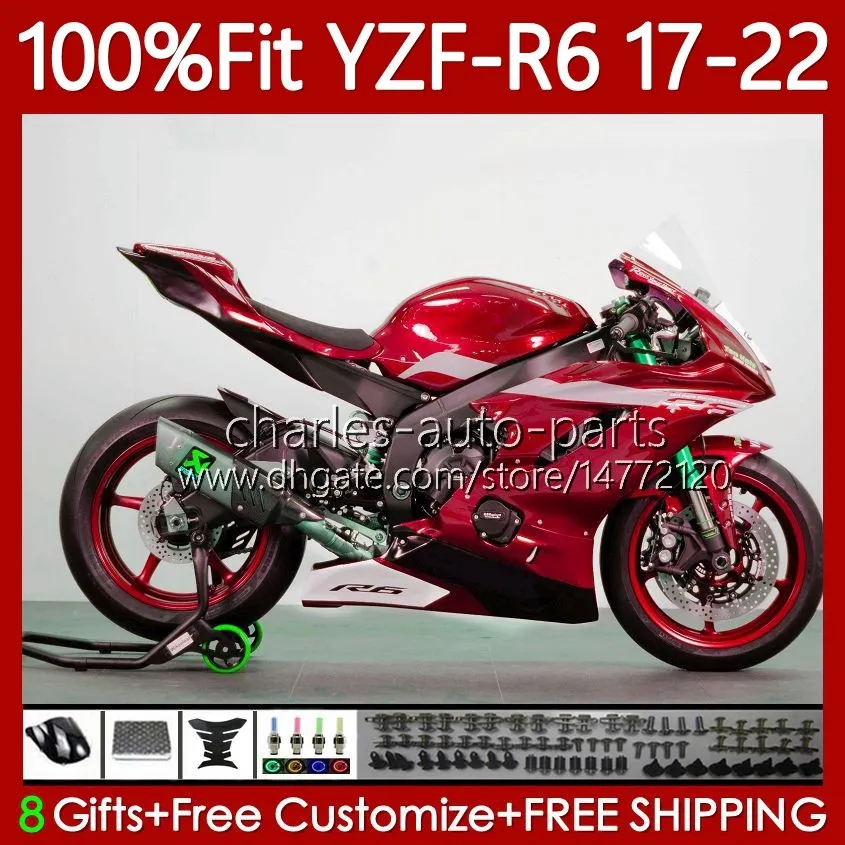 هيئة حقن OEM ل Yamaha YZF-R6 YZF R6 R 6 600 CC YZF-600 أحمر ميتاليك 2017 2018 2019 20 21 22 119NO.243 هيكل السيارة YZF600 2017-2022 YZFR6 17 18 19 2020 2021 2022 Fairing