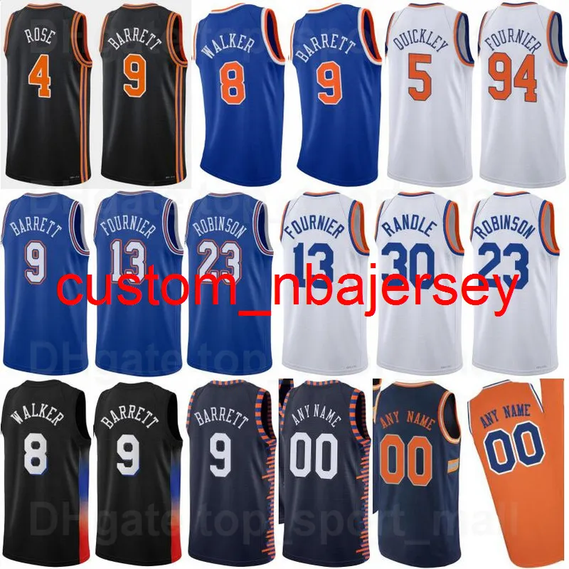 Basketball Julius Randle Jersey 30 RJ Barrett 9 Kevin Knox 20 Derrick Rose 4 Kemba Walker 8 Evan Fournier 13 Immanuel Quickley