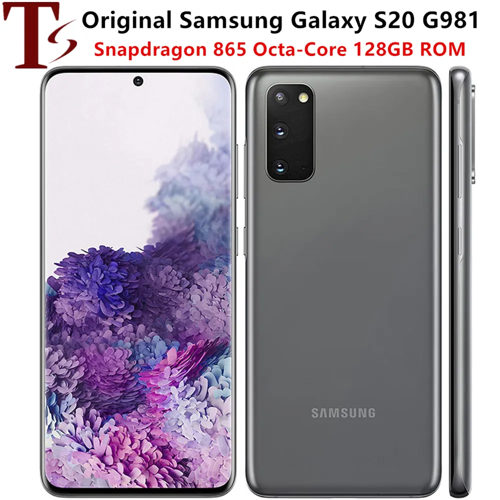 Отремонтированный Samsung Galaxy S20 G981U G981U1 128GB 12 ГБ разблокированного оригинального мобильного телефона Octa Core 6,2 дюйма Triple Cameras Ram NFC 1PC DHL