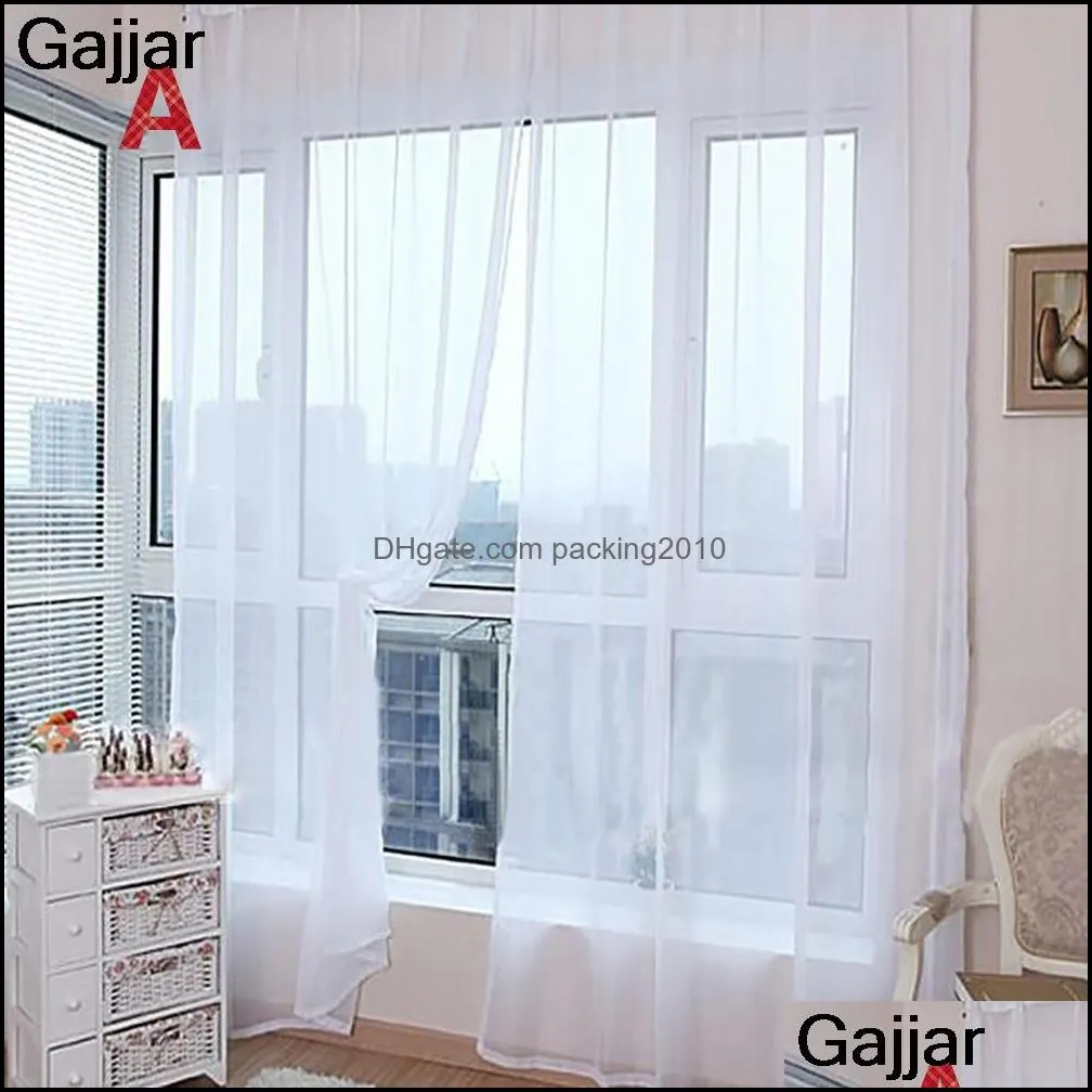 Gajjar Pure Tulle Door Window Curtain Drape Panel Sheer Scarf Valances Micro-transparent Light-weight Gauze Transmission 100x200