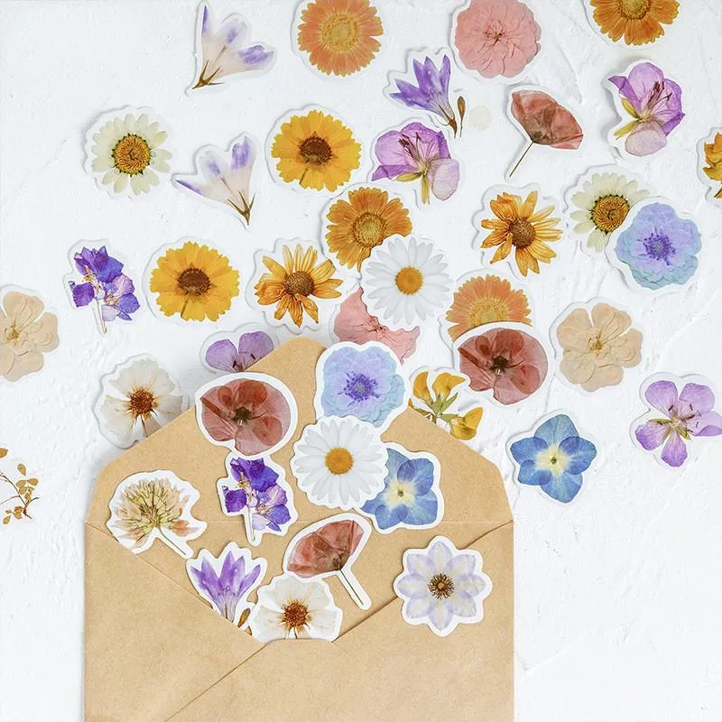 Presentförpackning 46 st/set Autumn Flower Sticker DIY Scrapbooking Decor Påsar Etikettgåvor för år 2022 Heminredning Wrapift